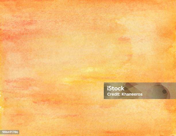 Orange Watercolor Background Abstract Texture Stock Photo - Download Image Now - Autumn, Backgrounds, Watercolor Painting