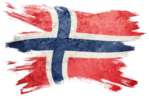 bandiera della norvegia grunge. bandiera norvegese con texture grunge. pennellata. - norwegian flag norway flag freedom foto e immagini stock