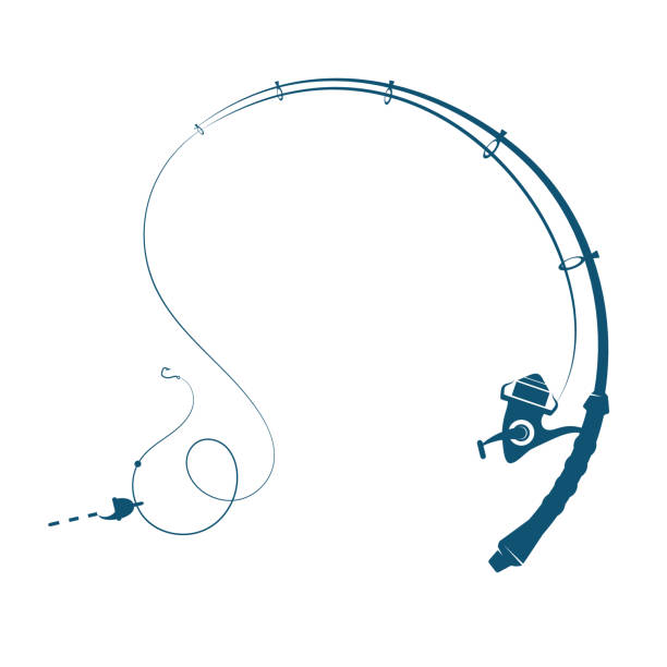 sylwetka wędki - fishing reel stock illustrations