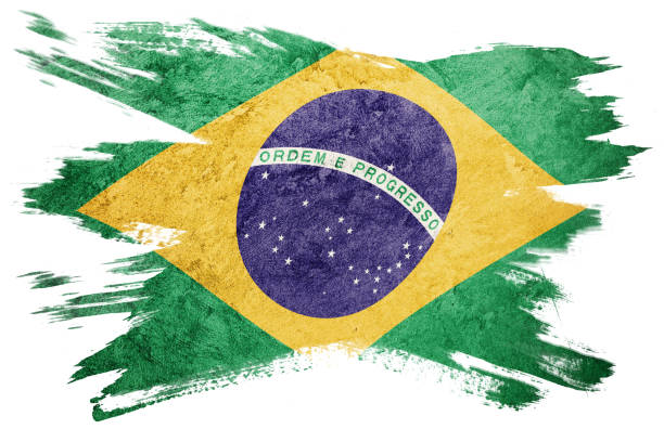 bandeira do brasil de grunge. bandeira do brasil com textura grunge. pincelada. - flag brazil brazilian flag dirty - fotografias e filmes do acervo