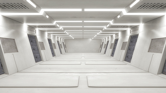 3D render Interior and futuristic architecture design