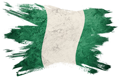 Grunge Nigeria flag. Nigeria flag with grunge texture. Brush stroke.