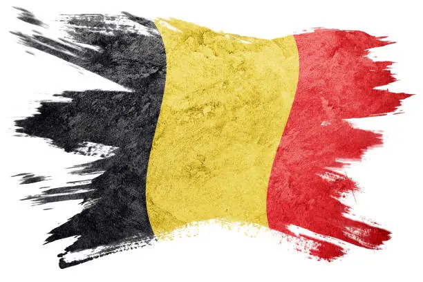 Photo of Grunge Belgium flag. Belgian flag with grunge texture. Brush stroke.