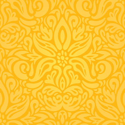 Yellow Colorful Floral Wallpaper Background Floral Pattern Fashion  Decoartive Design Stock Illustration - Download Image Now - iStock