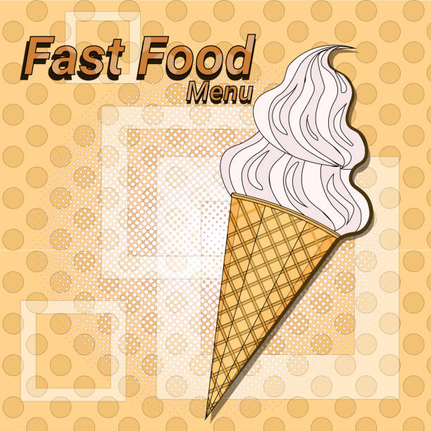 stockillustraties, clipart, cartoons en iconen met ijs zoete dessert fast-food concept plat ontwerp - dropped ice cream