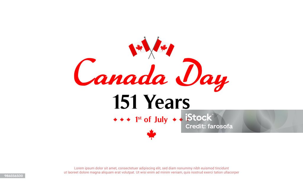 Canada Day Banner Vector illustration, 151 Years anniversary with flag of Canada. Canada Day stock vector