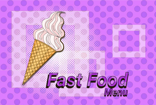 stockillustraties, clipart, cartoons en iconen met ijs zoete dessert fast-food concept plat ontwerp - dropped ice cream