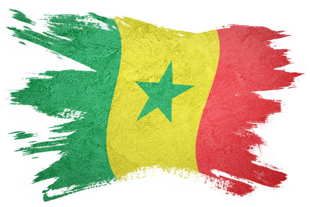 그런 지 세네갈 플래그입니다. 그런 지 짜임�새를 가진 세네갈 플래그입니다. - flag of senegal 뉴스 사진 이미지