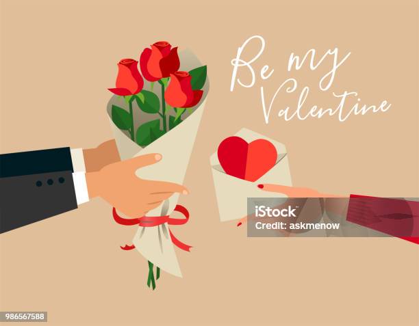 Be My Valentine Stock Illustration - Download Image Now - Valentine's Day - Holiday, Valentine Card, Flower