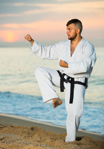 istock Adult man is training kick 986572072