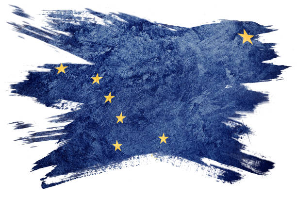 istock Grunge Alaska state flag. Alaska flag brush stroke. 986581350