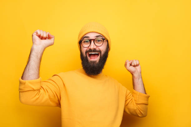 istock Cheerful colorful hipster with beard 986594210