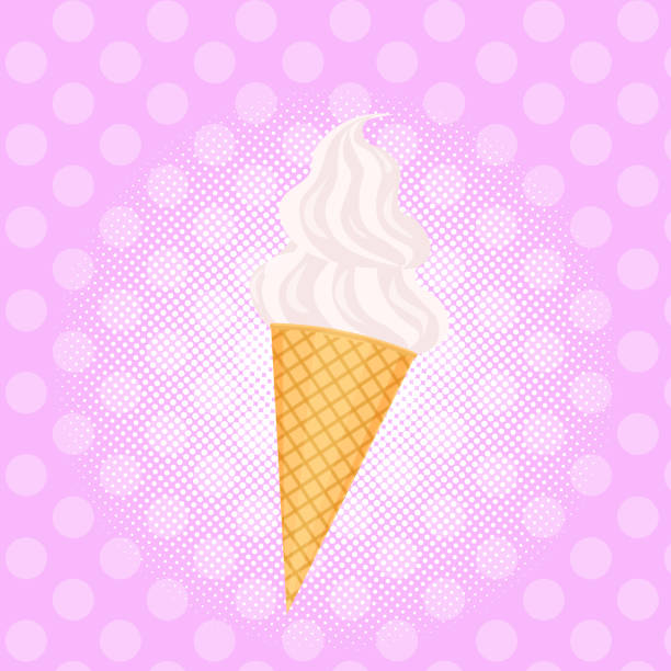 stockillustraties, clipart, cartoons en iconen met ijs roze achtergrond dessert fastfood concept-plat ontwerp - dropped ice cream