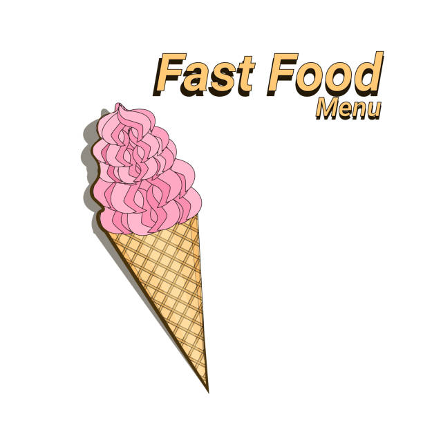 stockillustraties, clipart, cartoons en iconen met ijs kleurrijk dessert fast-food concept plat ontwerp - dropped ice cream