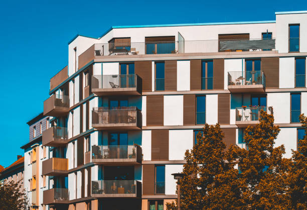 istock modern apartment complex in white and black colors 986606040