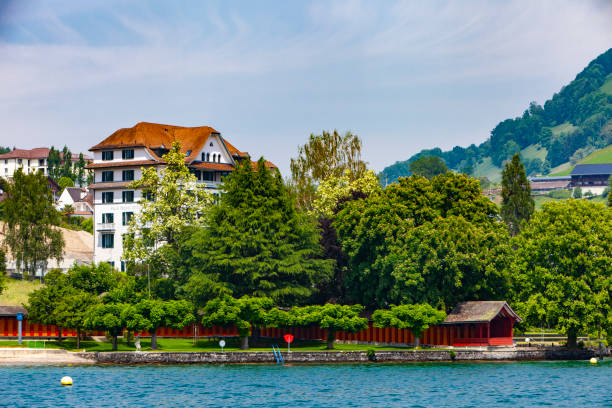 istock Town Weggis on Lucerne lake 986629530