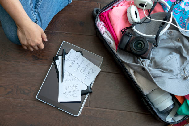 istock making travel plan on hotel room floor 986656106