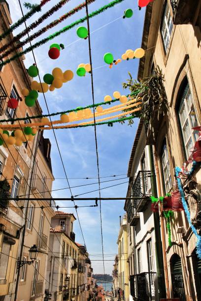istock Streets adorned with garlands in Alfama, Lisbon 986659812