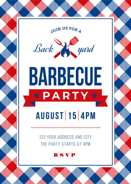 Summer BBQ Party Invitation Template Summer BBQ Party Invitation Template - Illustration party social event stock illustrations