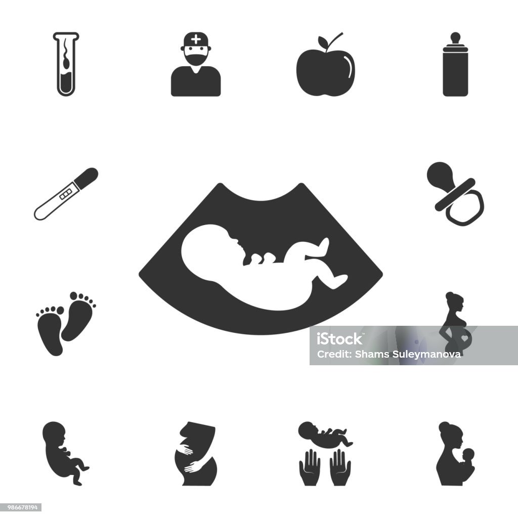 Ultrasonography vector icon. Simple element illustration. Ultrasonography vector symbol design from Pregnancy collection set. Can be used for web and mobile Ultrasonography vector icon. Simple element illustration. Ultrasonography vector symbol design from Pregnancy collection set. Can be used for web and mobile on white background Icon Symbol stock vector