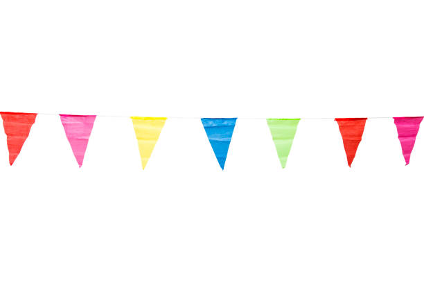 istock Birthday decoration flags isolated on white background 986679436