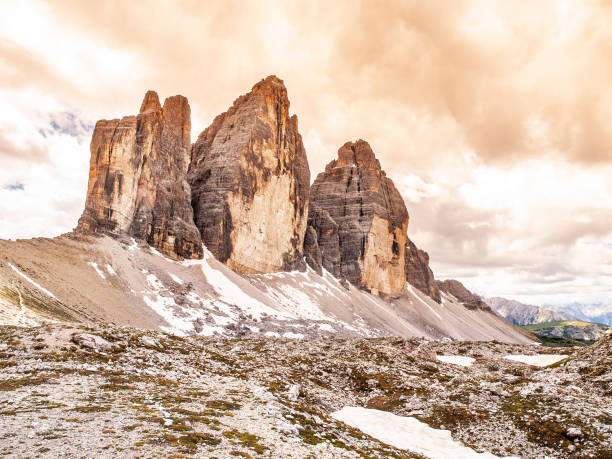 istock Tre Cime di Lavaredo, aka Three Peaks, rock formation in Dolomites, Italy 986679522