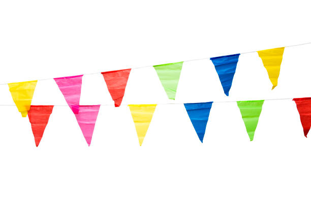 istock Birthday decoration flags isolated on white background 986682076