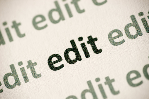 word edit printed on white paper macro