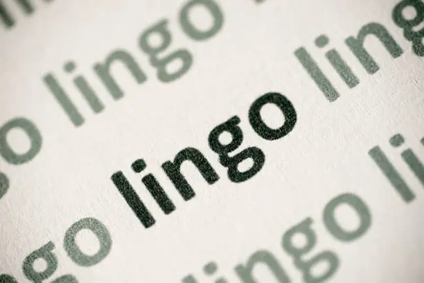 Photo of word lingo printed on paper macro