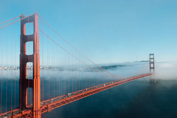 istock San Francisco famous Golden Gate bridge on foggy day dramatic evening light high angle view from Marin Headland 986697746
