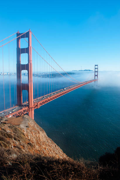 istock San Francisco famous Golden Gate bridge on foggy day dramatic evening light high angle view from Marin Headland 986697820