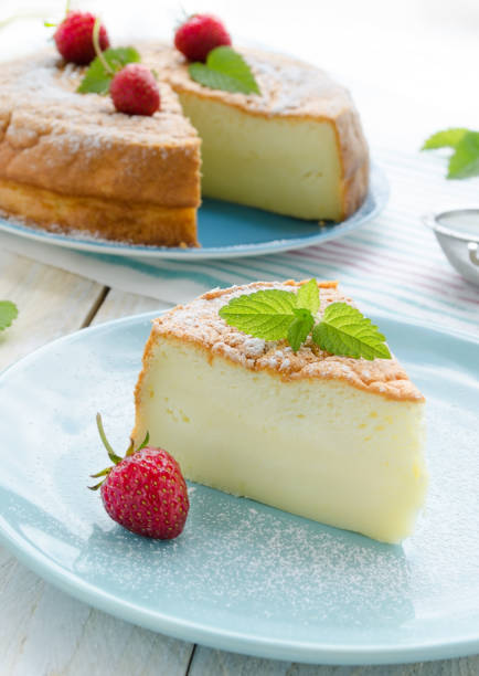 istock Japanese cheesecake decorated with mint and strawberry 986698882