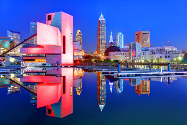 Cleveland seen morning time from the lakefront.