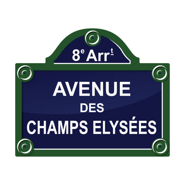 paris street avenue platte symbol zeichen - boulevard stock-grafiken, -clipart, -cartoons und -symbole