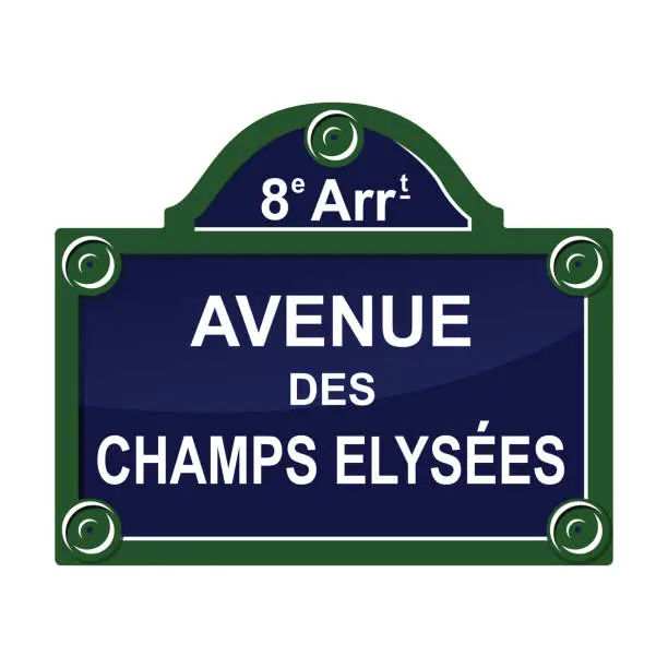 Vector illustration of Paris street avenue plate sign symbol