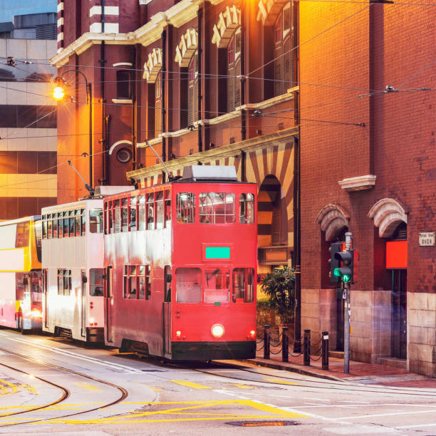 istock Retro tramway on the evening street 986706322