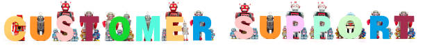istock retro tin robot toys hold up the word  CUSTOMER SUPPORT 986706716