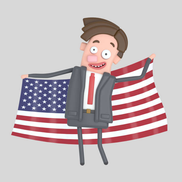 istock Man holding a big flag of USA. 986722410