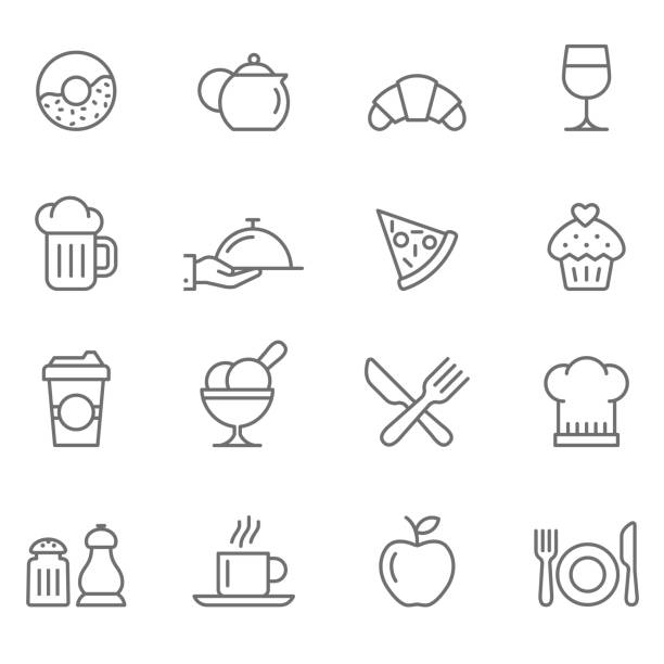 Set of Restaurants icons Restaurant, Food, Lunch, Food and Drink pepper cake stock illustrations