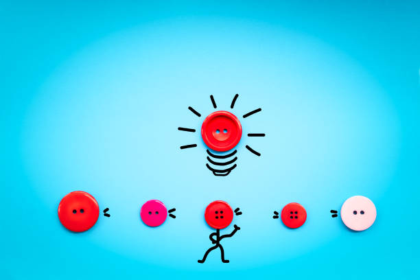 istock opinions and ideas sharing concept, teamwork button speaking each other to share idea to leader 986728178