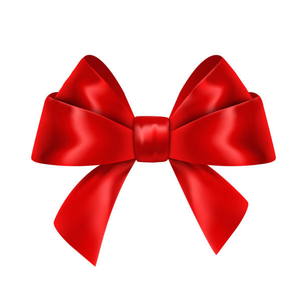 illustrazioni stock, clip art, cartoni animati e icone di tendenza di illustrazione a fiocco rosso. - bow satin red large