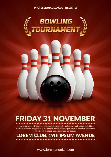 ilustrações de stock, clip art, desenhos animados e ícones de bowling tournament poster. - decorative ornament flash