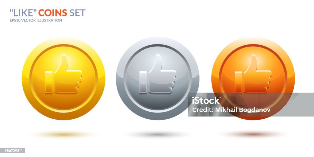 Like Coin Like Coins Set Stock Illustration - Download Image Now - Achievement ...