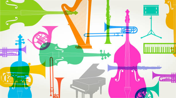 악기-클래식 오케스트라 - musician people trombone trumpet stock illustrations