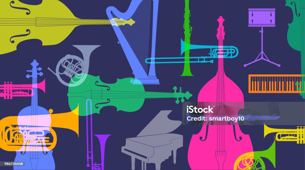 Instrumenty muzyczne - Classical Orchestra - Grafika wektorowa royalty-free (Muzyka poważna)