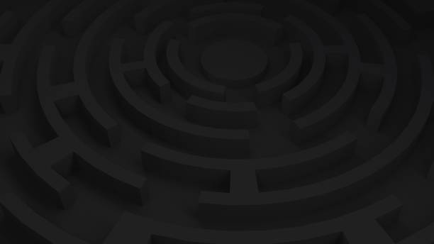 istock Illustration of the labyrinth on a black background 986741528