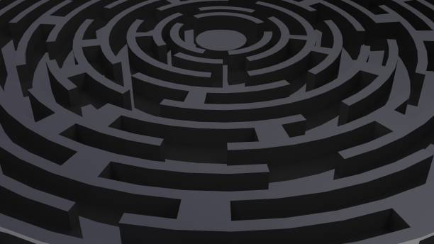 istock Illustration of the labyrinth on a black background 986741616