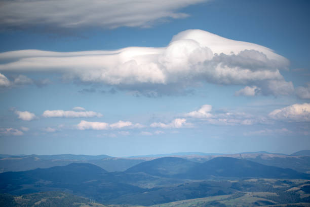 Beautiful cloud formation over blue sky view from top of a mountain