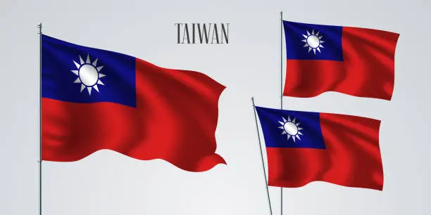 Vector illustration of Taiwan waving flag set of vector illustration