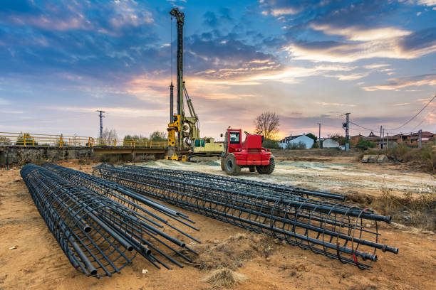 construction of a bridge in the province of zamora in spain - civil building imagens e fotografias de stock